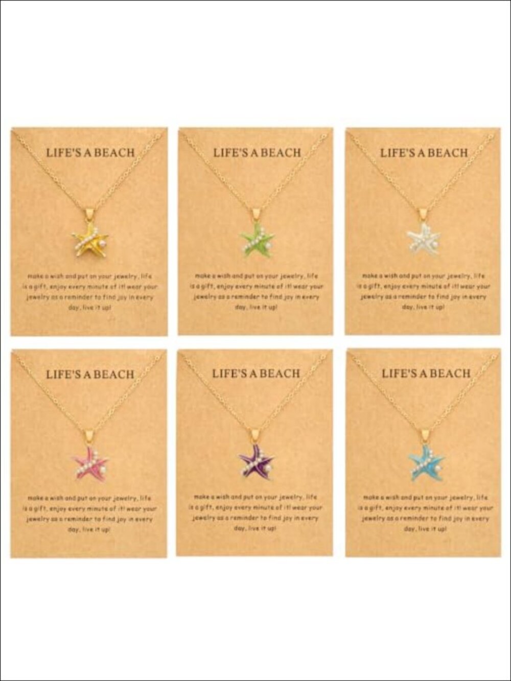 Starfish Pendant Necklace Set Alloy Simulated Pearl Gold Tone Beach Jewelry